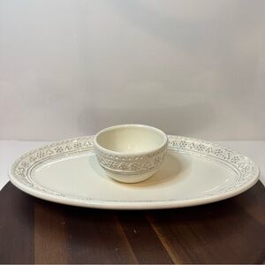 Hallmark Holiday Christmas Tree & Snowflake Oval Serving Platter w Dip Bowl Set